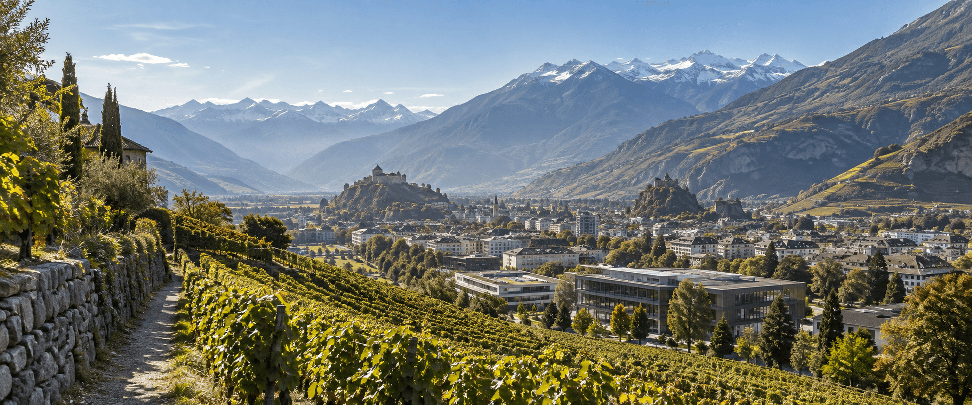 Paysage valaisan près de Sion, créé pour IAPME Suisse
